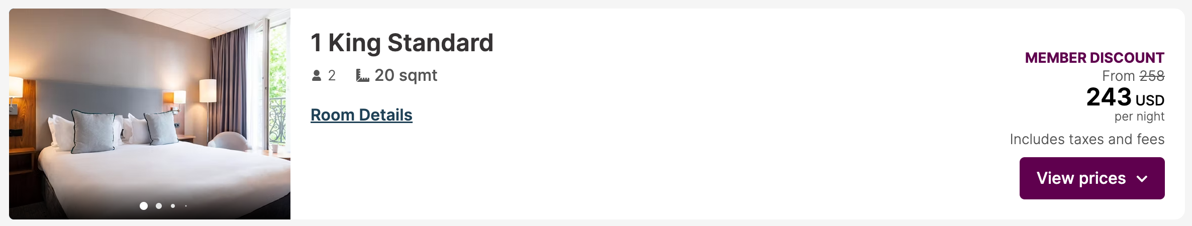 Paris hotel cost example