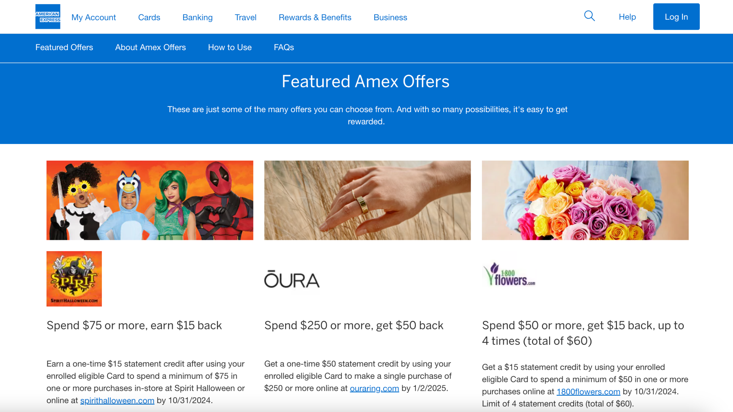 Amex Offers online portal